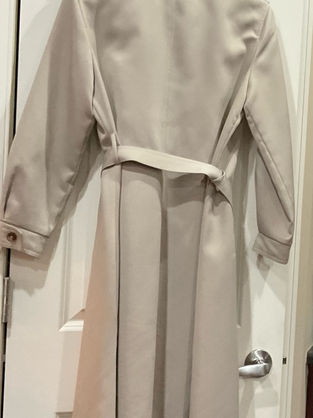 London Fog Neutral Beige Long Trench Coat with Belt - Picture 4 of 7